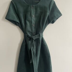 Calvin Klein Forest Green Button-Up Mini Dress